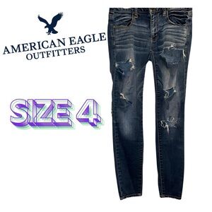 American Eagle Outfitters Super Stretch Distressed Jeggings - Blue